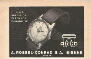 Anuncio impreso original 1958 ARCO movimiento reloj suizo suizo ARTE MEDIADOS DE SIGLO - Imagen 1 de 1