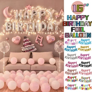 40cm 3D Happy Birthday Letters Balloons Inflating Foil Banner Bunting Celebrate - Picture 1 of 23