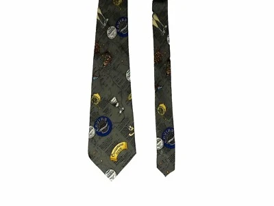 Vintage Nicole Miller 1995 Mens 100% Silk Tie Gray Fish Caviar Hand Sewn Foto 1 de 4