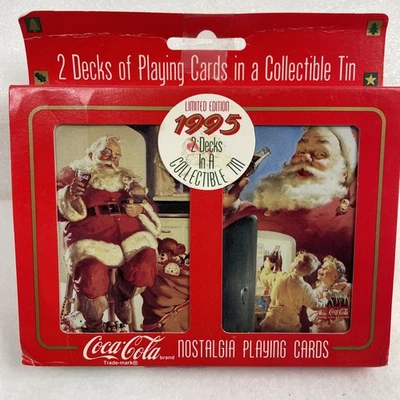 Coca Cola Christmas Santa Nostalgia Playing Cards W/Tin 1995 Limited Edition New - Image 1 of 4