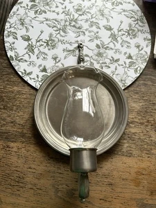 International Pewter Wall Sconce Vintage, With Glass Hurricane - Picture 1 of 9