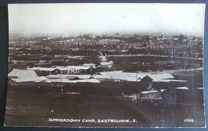 WW1 Real Photo RPPC Postcard SUMMERDOWN CAMP EASTBOURNE WOUNDED SOLDIERS BASE - Foto 1 di 1