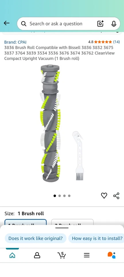 3836 Bissell Brush Roll for CleanView Upright Vacuum - Image 1 of 2