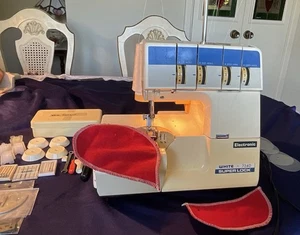 Máquina Serger Electrónica Super Lock 734D Blanca -Con Pedal y Accesorios- Muy Buena - Imagen 1 de 12