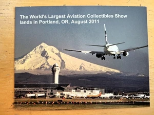 ALASKA Airlines Postcard Boeing 737 Landing at Portland International Airport - Picture 1 of 2