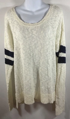 Prince & Fox Legging Sweater Tunic Off White Navy Blue Ringer Sleeve Womens XL - Image 1 of 4