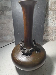 Antique Meiji Large Bronze Vase With Birds - Picture 1 of 21