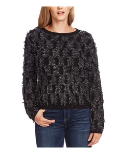 TWO BY VINCE CAMUTO Womens Black Eyelash Finish Long Sleeve T-Shirt XXS - Picture 1 of 6