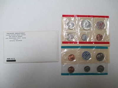 1969 Uncirculated Mint Set (10 Coins) 40% Silver Kennedy Half Dollar - Image 1 of 4