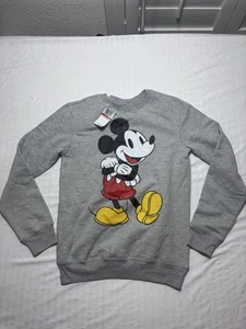 Disney Damen Mickey Mouse Gesicht Grafik Pullover Grau Größe XS Neu mit Etikett - Bild 1 von 10