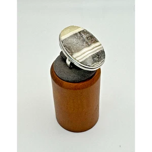 Calcite Stone Estate Ring .925 Stone Sz 6 - 12.54Grams - Beautiful Piece 1.5" - Picture 1 of 4