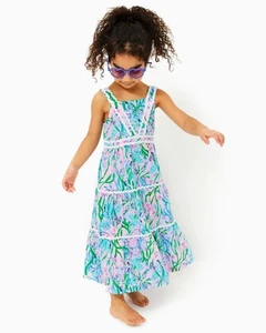 Abito midi Lilly Pulitzer bambina mini pollie stampato a strati L 8-10 anni 281335 - Foto 1 di 6