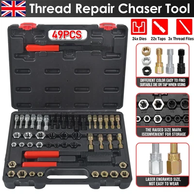 49PCS Thread Chaser Cleaner Rethreading Master Kit UNC UNF Metric Restorer UK - Image 1 of 4