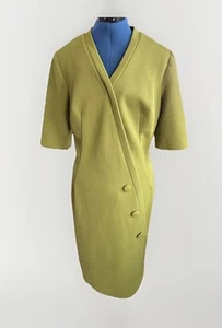 Vintage 60s 70s Edith Flagg Avocado Green Sheath Women’s Dress - Picture 1 of 14