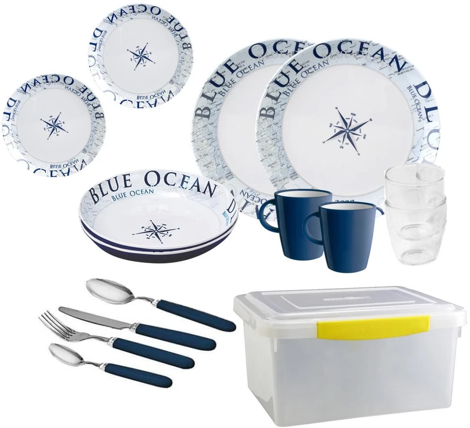 Brunner Blue Ocean Geschirrset, 18-teilig - Camping Wagner Edition - Bild 1 von 1