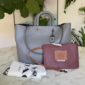 Neu mit Etikett Coach 1941 Rogue Beuteltasche meliert grau Ochsenblut Handschuh Kalbsleder 59136 495 $ - Bild 1 von 18