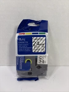 Laminated Label Tape QZE-151 24mm Black on Clear P-Touch Cassette - Picture 1 of 2