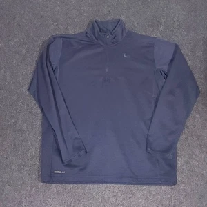 Nike Therma-Fit 1/4 Zip Pullover Mens XL Navy Blue Performance Lined Swoosh Logo - Picture 1 of 14