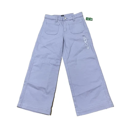 GAP Denim Purple Jeans Girls 10 High Rise Wide Leg Ankle Lavender Adjustable NEW - Image 1 of 4