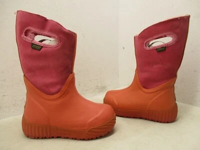 BOGS Botas de Nieve Rebote Naranja Rosa Imitación Piel Forradas Juveniles Talla 10 Foto 1 de 4
