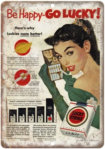 Lucky Strike Zigarette Vintage Tabak Werbung 12" x 9" Reproduktion Blechschild Y47 - Bild 1 von 1