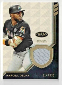 2018 TOPPS TIER ONE MARCELL OZUNA GU JERSEY RELIC #'D 114/335 MIAMI MARLINS - Picture 1 of 2