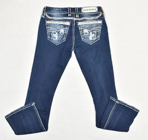 Rock Revival Women's Low Rise Bootcut Zip Solid Cotton Blue Size 28 Jonet - Picture 1 of 8