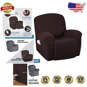 Soft Non-Slip Recliner Chair Cover - Elegant Chocolate, Easy to Install - Picture 1 of 9