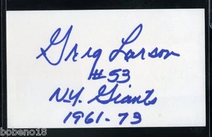 Greg Larson signed Autogramm Auto 3x5 Karteikarte NY Giants - Bild 1 von 1