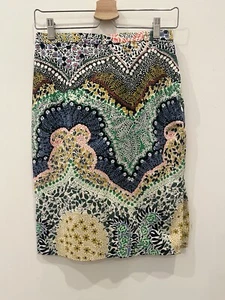 Moulinette Soeurs Anthropologie Floral Multicolored Pencil Skirt Size 0 Petites - Picture 1 of 8