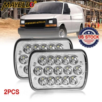 Pair 7X6" 5x7" LED Headlights Square For Chevy Express Cargo Van 1500 2500 3500 - Image 1 of 4
