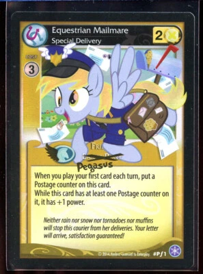 Equestrian Mailmare PF1 Ex Bronycon Pegasus Stamped Foil Promo My Littly Pony - Image 1 of 2