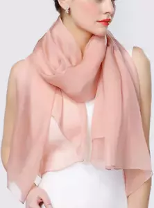 100% Silk Scarf Women neckerchief Shawl Wrap pure solid color pink red MY111 - Picture 1 of 5