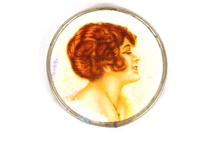Antique Pocket Mirror Burlesque Woman Celluloid Chromolithograph Germany Mirror - Picture 1 of 4