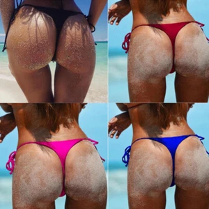 Sexy Bikini Bottom G-String Thong Brazilian Cheeky Side-Tie V Beachwear Naughty# - Picture 1 of 17