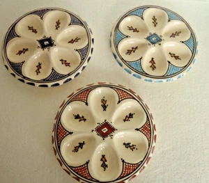 HANDBEMALTE KERAMIK RUND 6 EIER AUFBEWAHRTABLETT * SAFI-KERAMIK *    - Bild 1 von 7