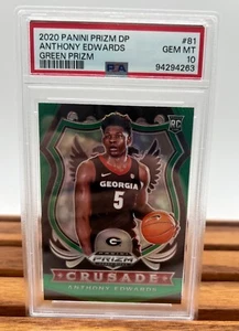 2020 Panini Prizm DP Anthony Edwards #81 Green Prizm PSA 10 GEM - Foto 1 di 4