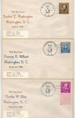1940 FAMOUS AMERICANS SCARCE SET OF 5 NIX D.C. CACHETS/CANCELS ALL EDUCATORS - Image 1 of 2