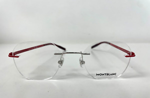 Mont Blanc NWOT Italy MB02820 004 49 21 140 Round Rimless Silver Red Frames