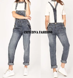EX High Street lose Fitted Boyfriend Pinafore Latzhose Overall Größe UK 8-18 - Bild 1 von 4