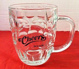 Cheers Bar TV Show Boston Beer Barrel Mug Clear Dimpled Glass Stein 16oz Rare - Picture 1 of 5