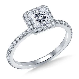 1.00 Ct Lab Created Diamond Engagement Bridal Ring 14K Solid White Gold Size 6.5 - Picture 1 of 6