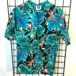 Hawaiian Shirt Hilo Hattie Men's M Medium Tropical Paradise Travel Teal Vintage - Picture 1 of 8
