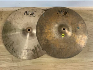 MAGIC BRONZE 14-inch Hi-Hats Cymbals Set Pair Lot of 2x Czech Republic B8 Medium - Picture 1 of 7