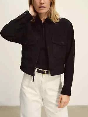 Womens Black Suede Leather Trucker Jacket Size XS S M L XL XXL Custom Made - 243 - Image 1 of 4