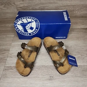 Birkenstock Mayari Skin - Friendly Shiny Straps In Golden Brown Size US 5 - Picture 1 of 7