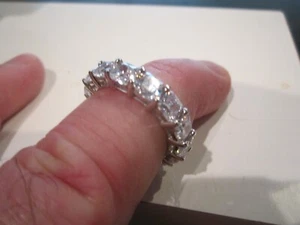 ITAL 'O STERLING SILVER ETERNITY BAND RING COVERED IN CRYSTALS SIZE 9 - BBA-23E - Picture 1 of 8