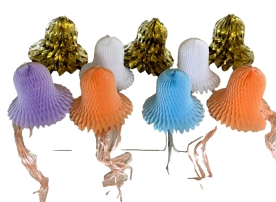 Honeycomb Bells Decor Wedding Anniversary Bridal gold party 9-10" Lot of 9 - Image 1 of 4