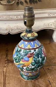 Vintage Pottery Ceramic Lamp Base Floral Birds Colourful Working Good Cond SV - Picture 1 of 8