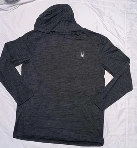 Spyder Active Pullover Hooded Shirt Gray Men's L Long Sleeve Pockets Quick Dry - Picture 1 of 9